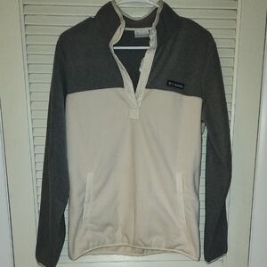 NWT Columbia Gray & Cream Snap Button Fleece Pullover Women’s Medium